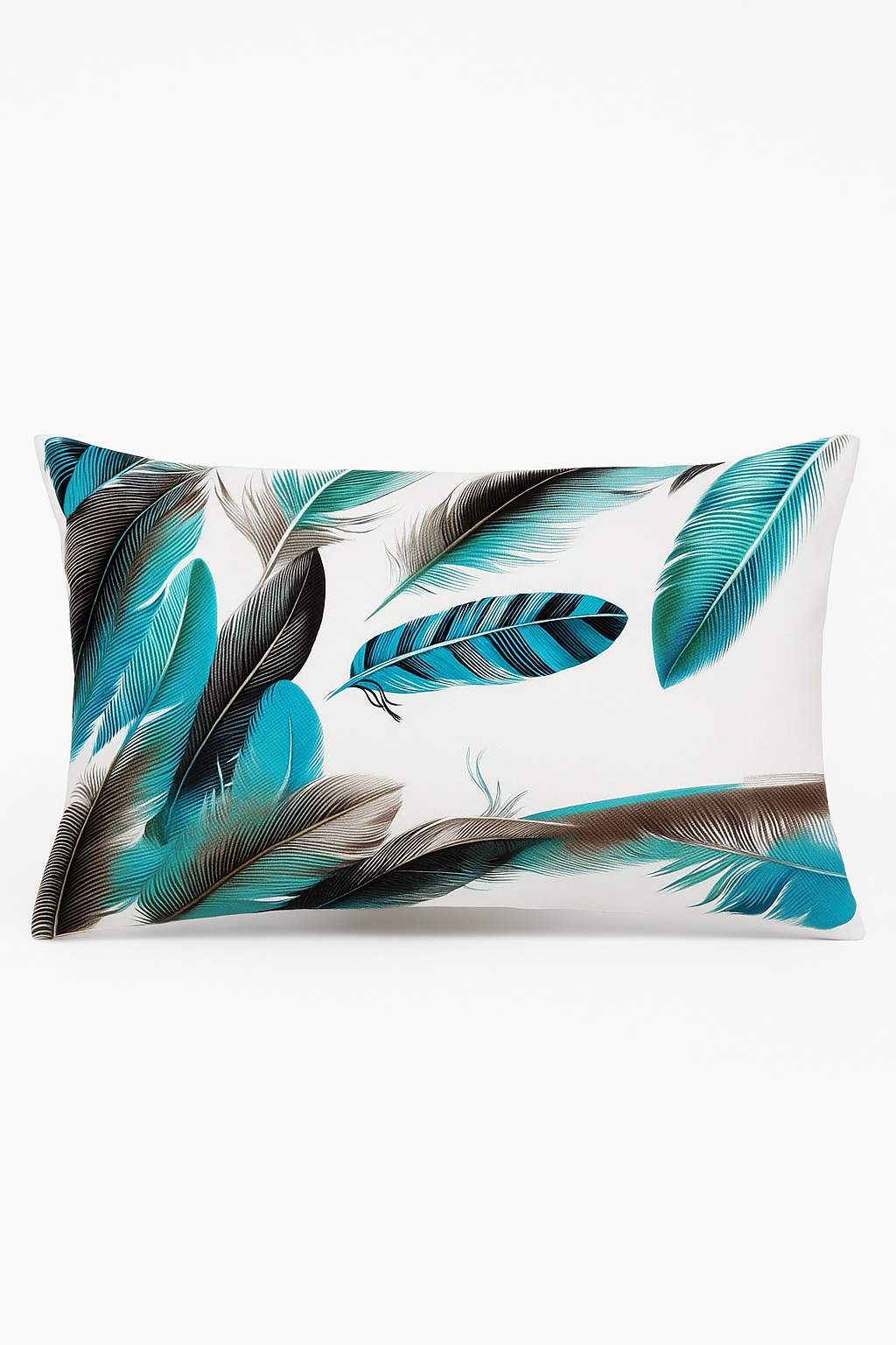 Decorative cushion printed feathers 30 x 50 cm for living room or bedroom
