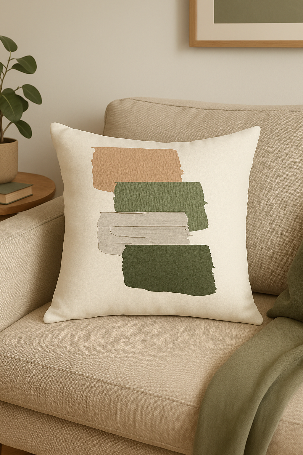 Decorative cushion green plant pattern for sofa and armchair - view 2