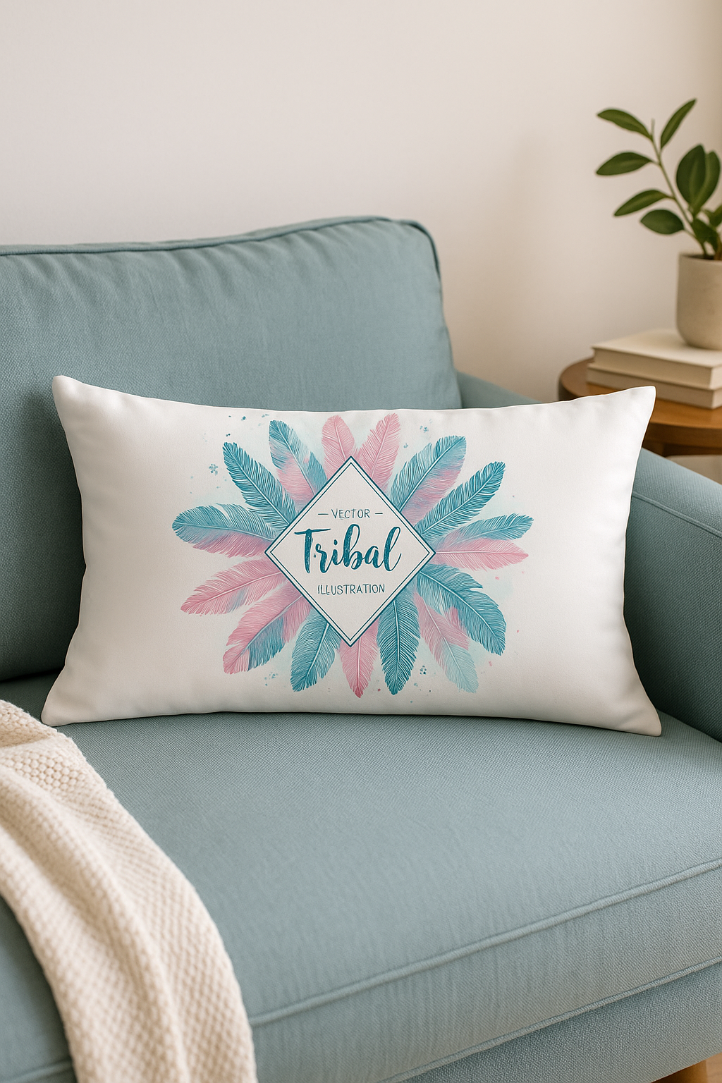 Rectangular Feather-Print Cushion Cover, 30 X 50 cm, Style Nine - view 2