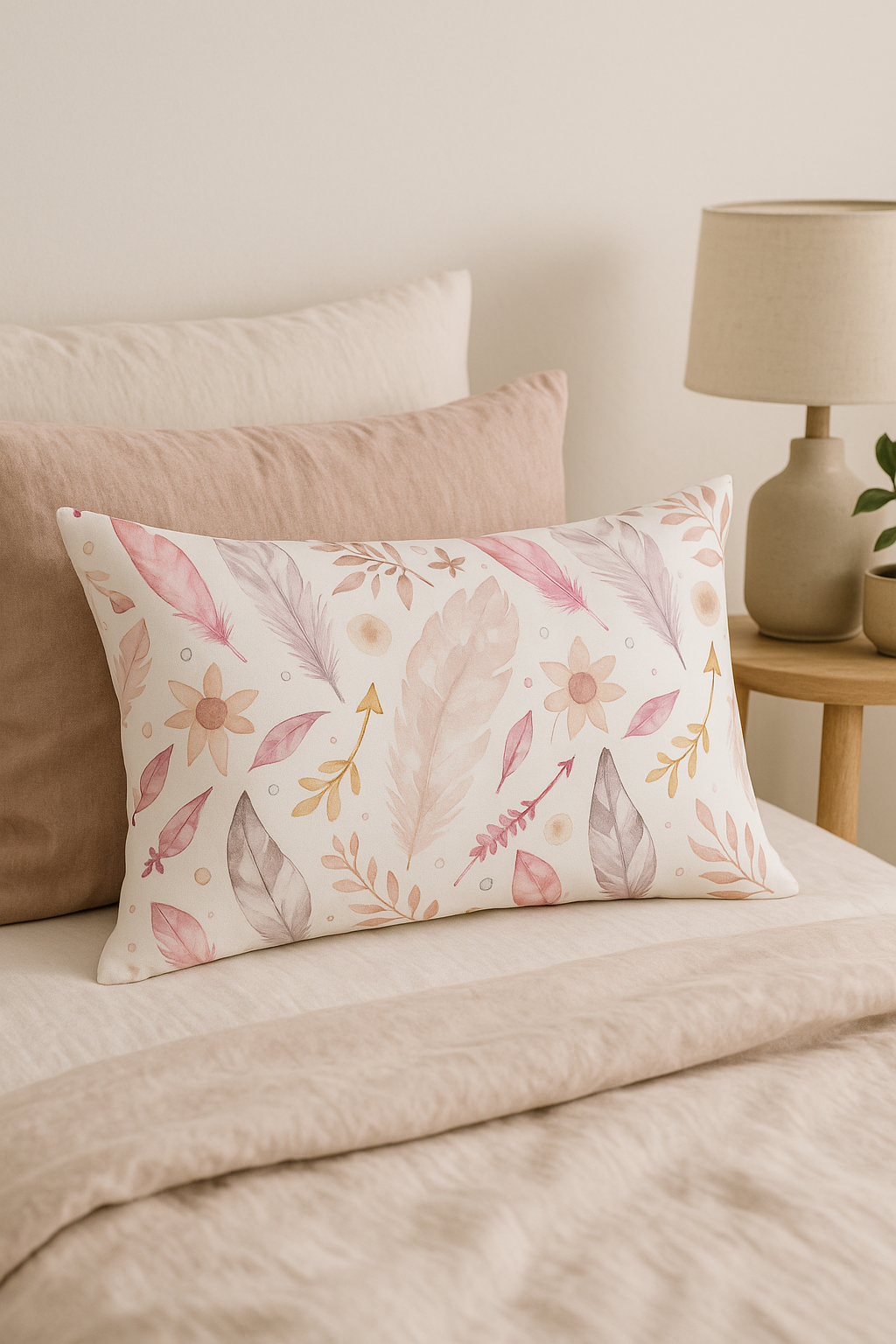 Rectangular Feather-Print Cushion Cover, 30 X 50 cm, Style Three - view 2