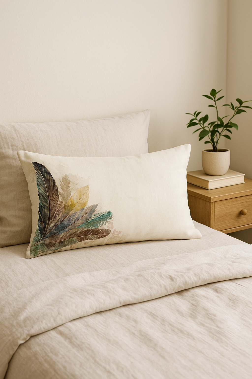 Rectangular Feather-Print Cushion Cover, 30 X 50 cm, Style One - view 2