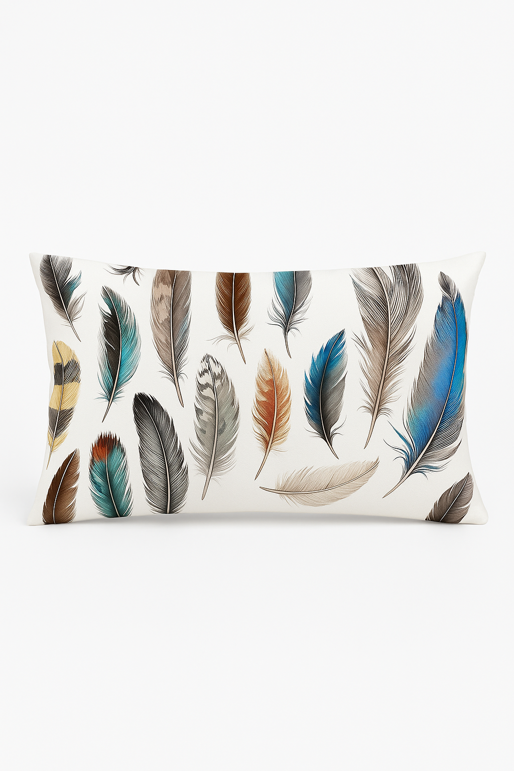 Feather-Motif Rectangular Cushion Cover, 30x50 cm, Style Eight