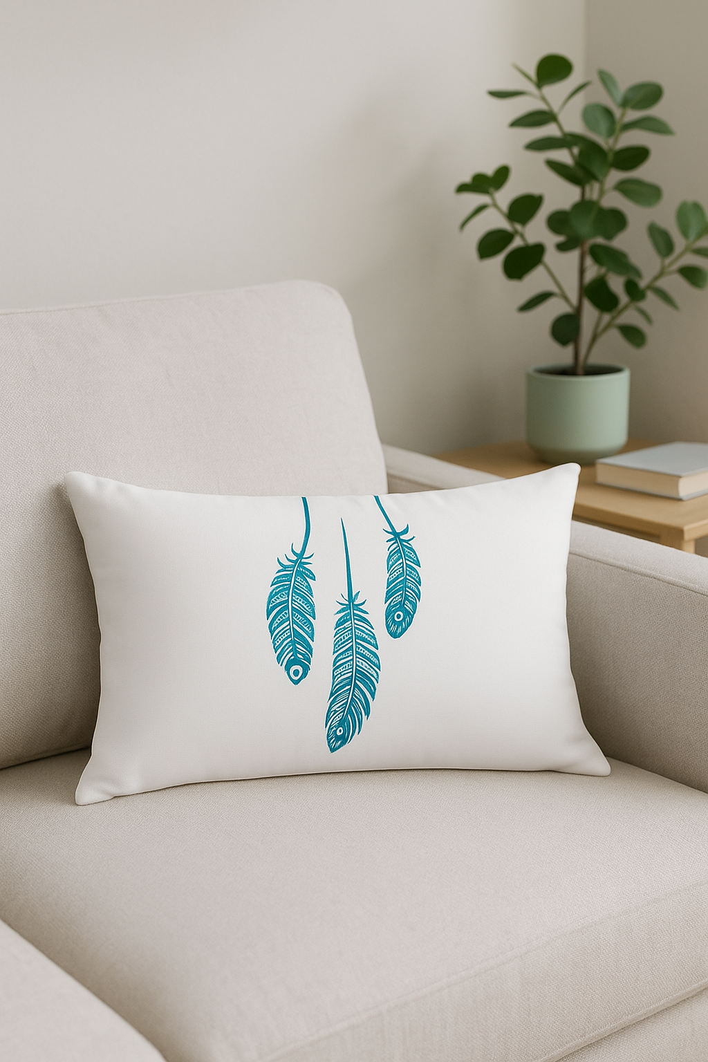 Feather-Motif Rectangular Cushion Cover, 30x50 cm, Style Seven - view 2