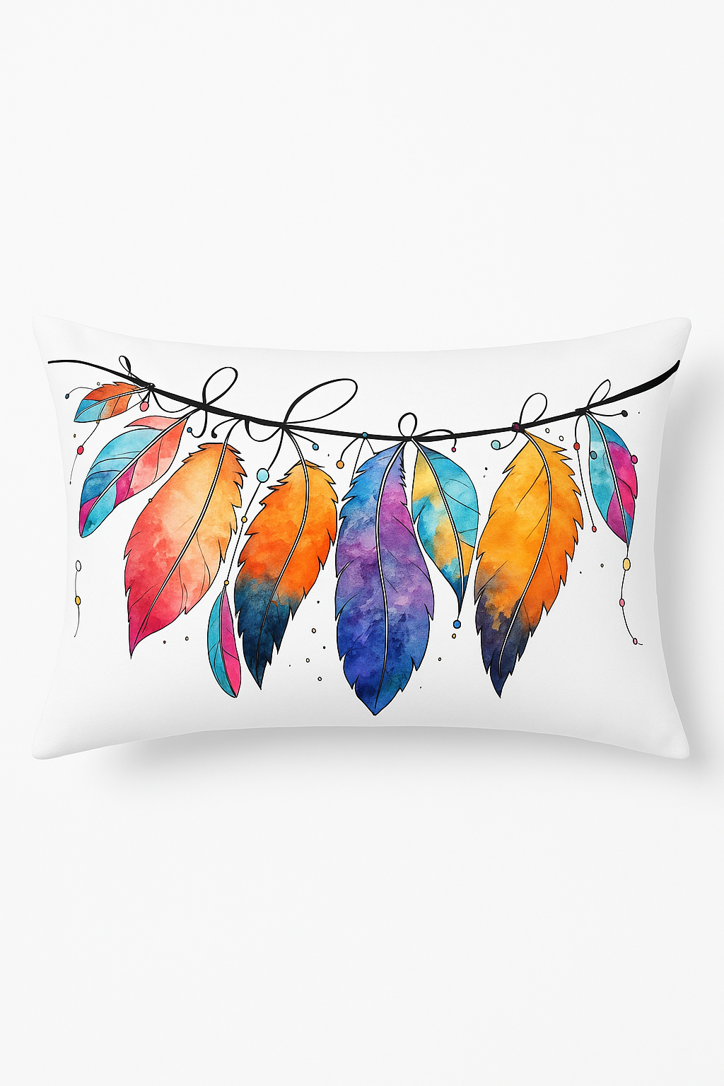 Feather-Motif Rectangular Cushion Cover, 30x50 cm, Style Six