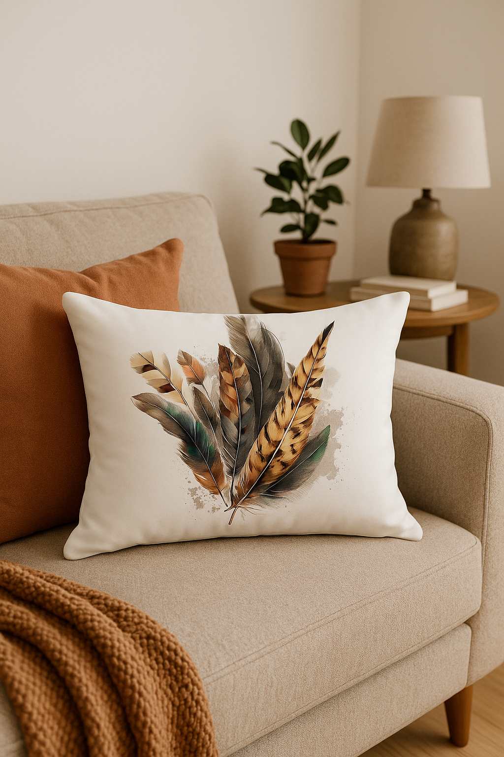 Rectangular Feather Motif Cushion 30 X 50 cm Welcoming Atmosphere - view 2