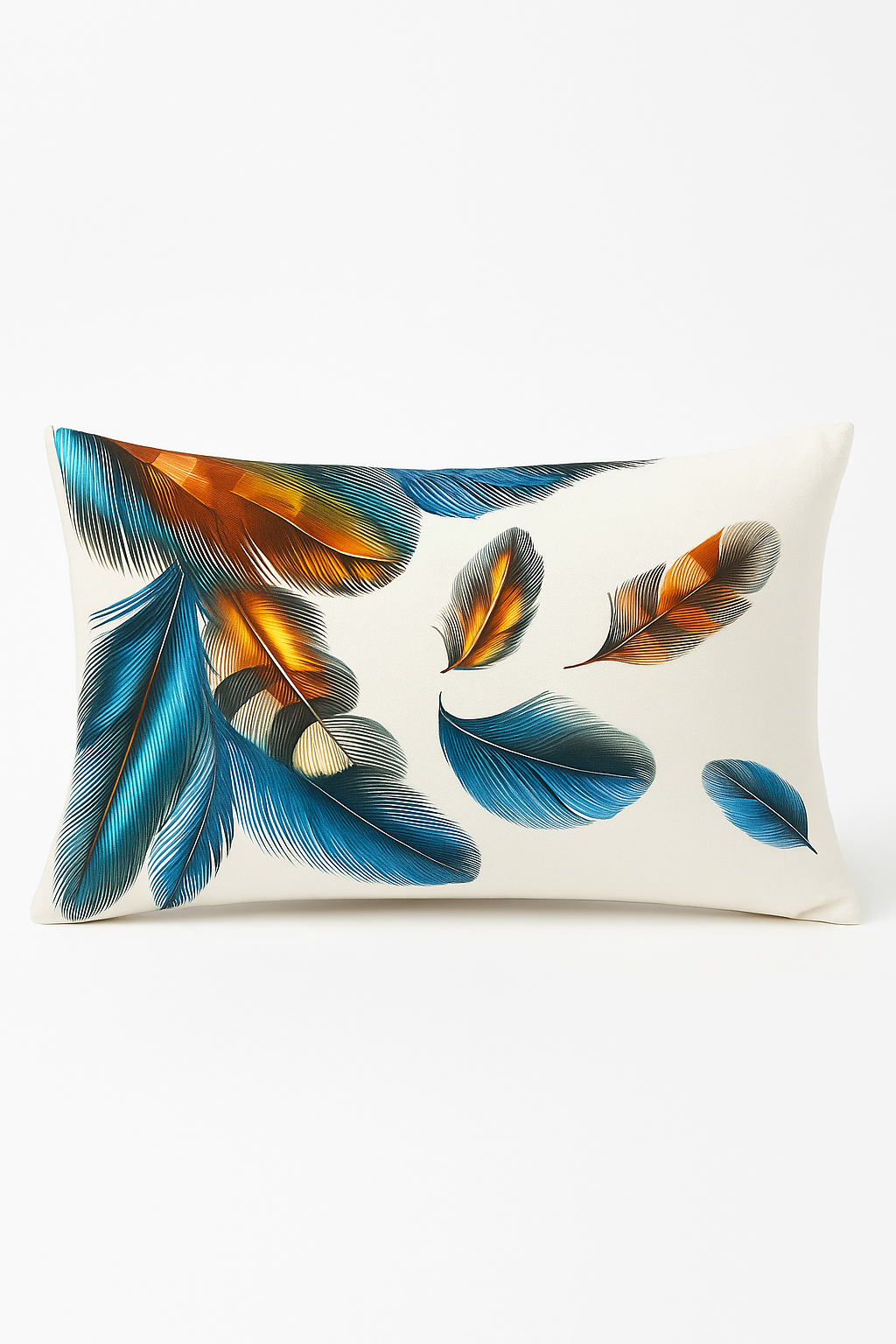 Feather Print Rectangular Decorative Pillow, 30 x 50 cm, Design 2