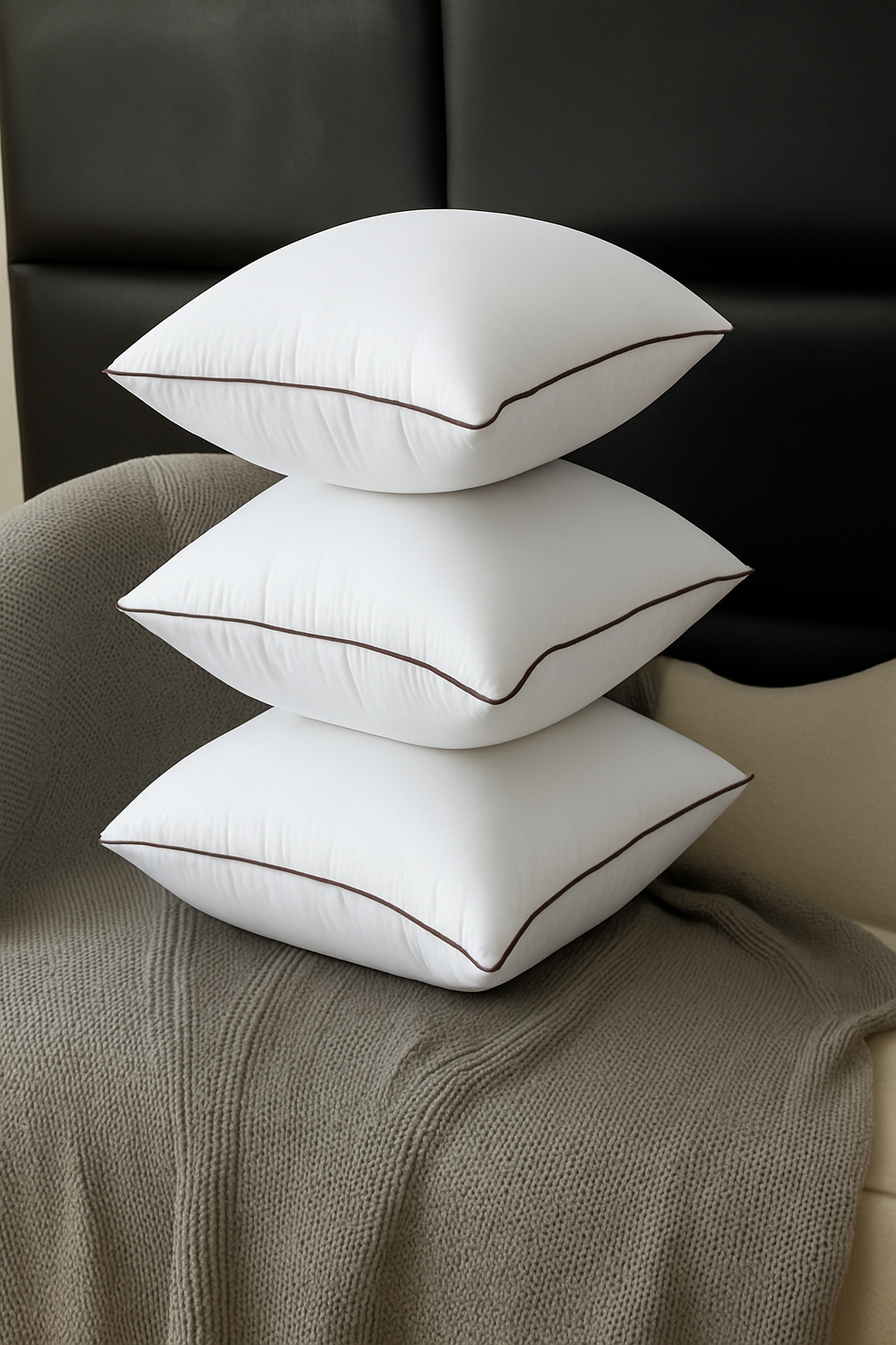 Cushion in brushed fabric embossed 45x45 and 35x55 cm topping PP cotton - view 3
