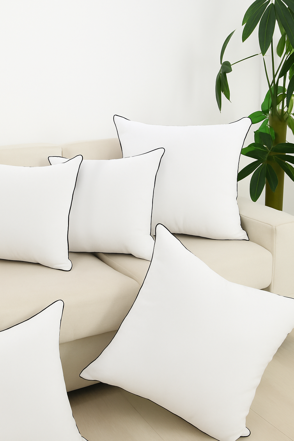 Cushion in brushed fabric embossed 45x45 and 35x55 cm topping PP cotton - view 2