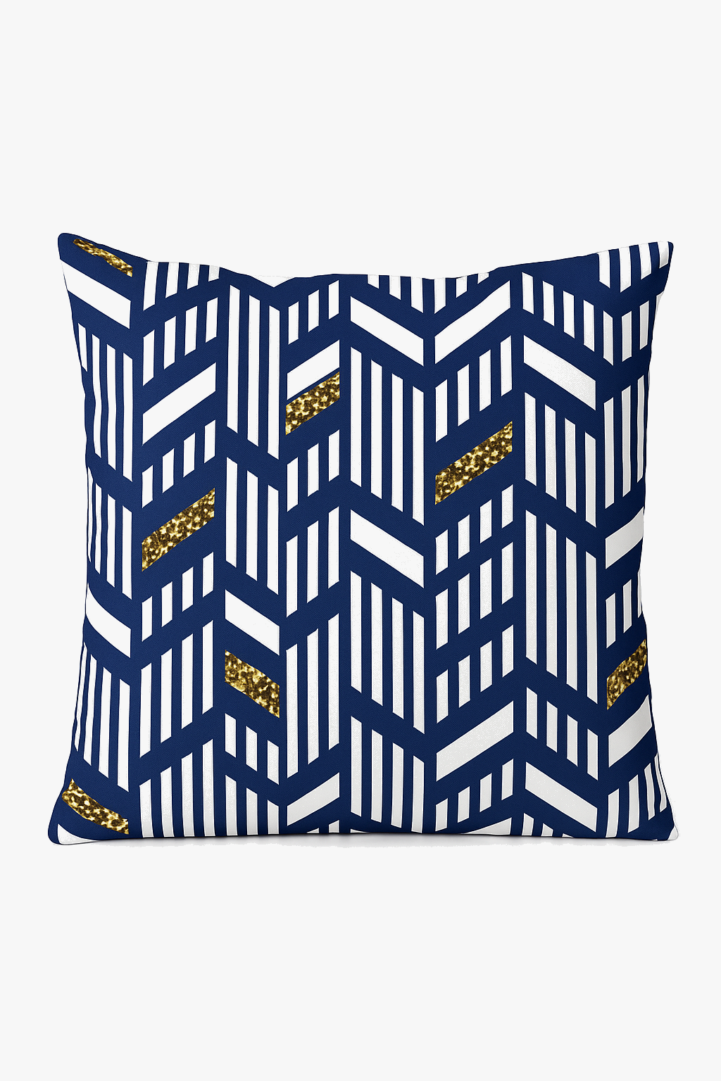 Contemporary Navy Blue Geometric Cushion Cover