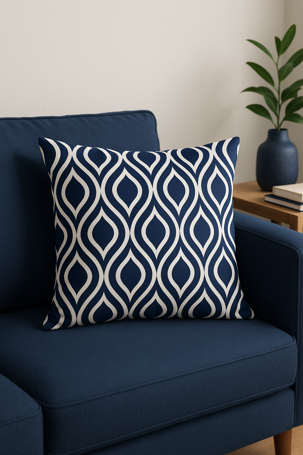Geometric cushion navy blue decorative throw pillow cover for sofa - view 2