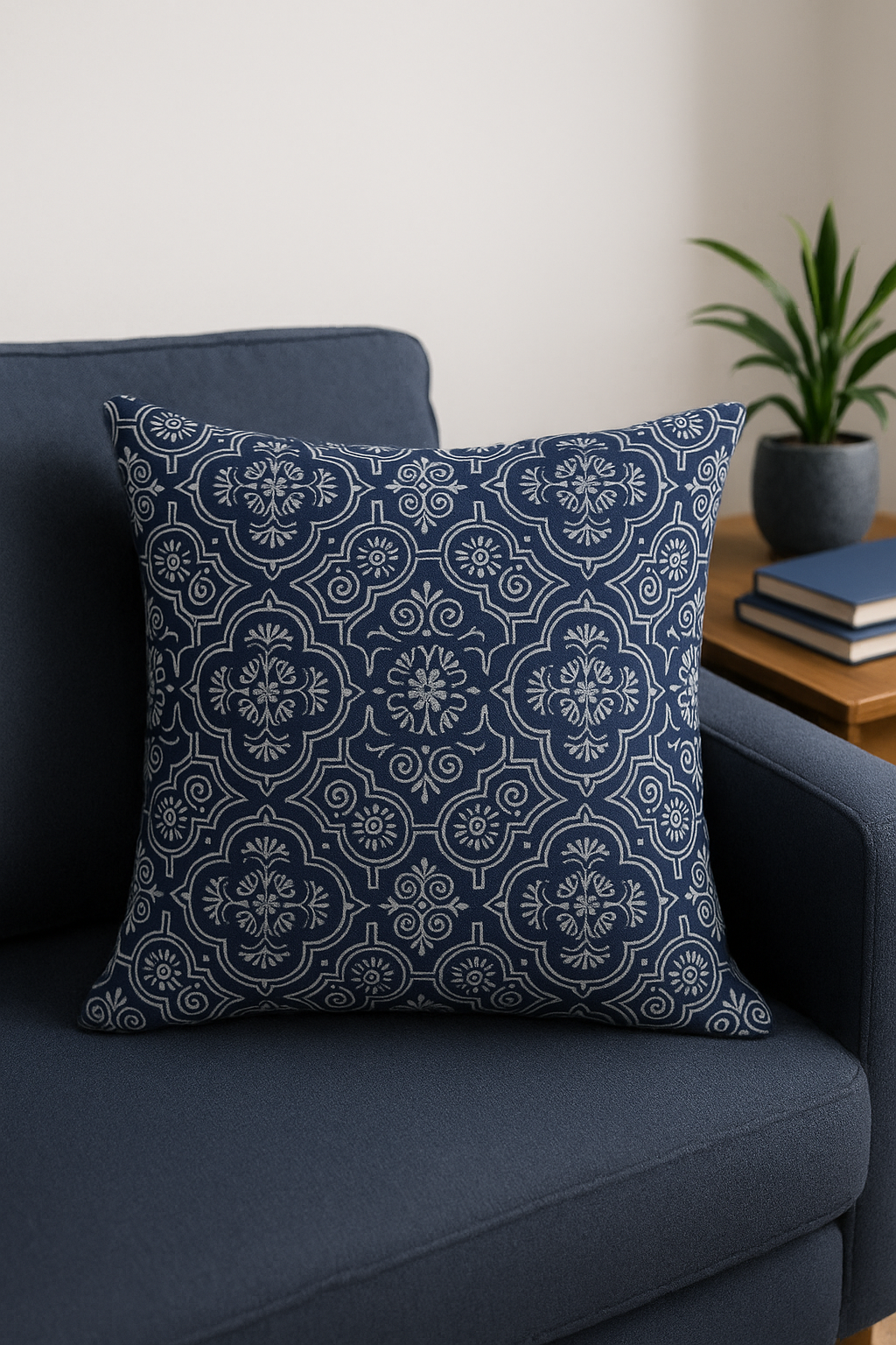 Geometric cushion blue navy for decoration and comfort - view 2