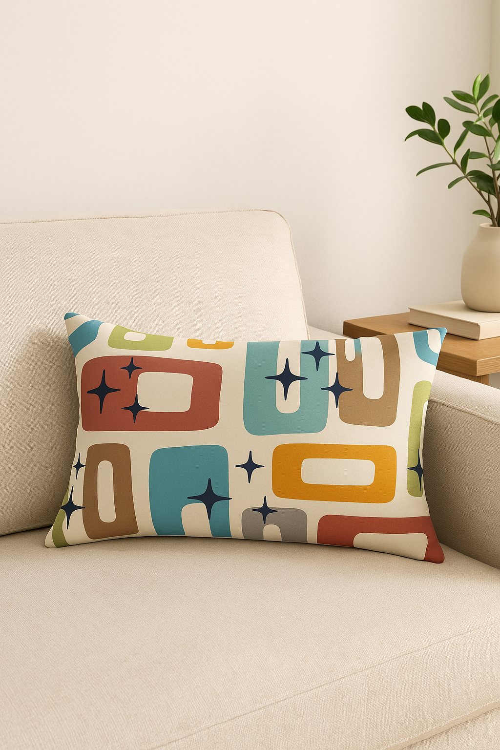 Lumbar cushion geometric abstract reversible pattern for interior decoration - view 2