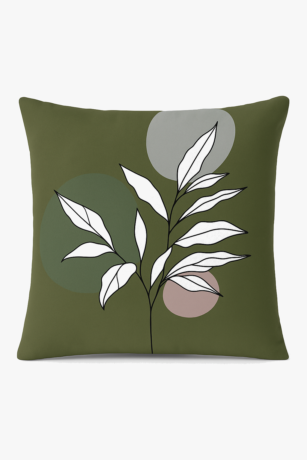 Green Plant Throw Pillow Cover, Refined Botanical Print
