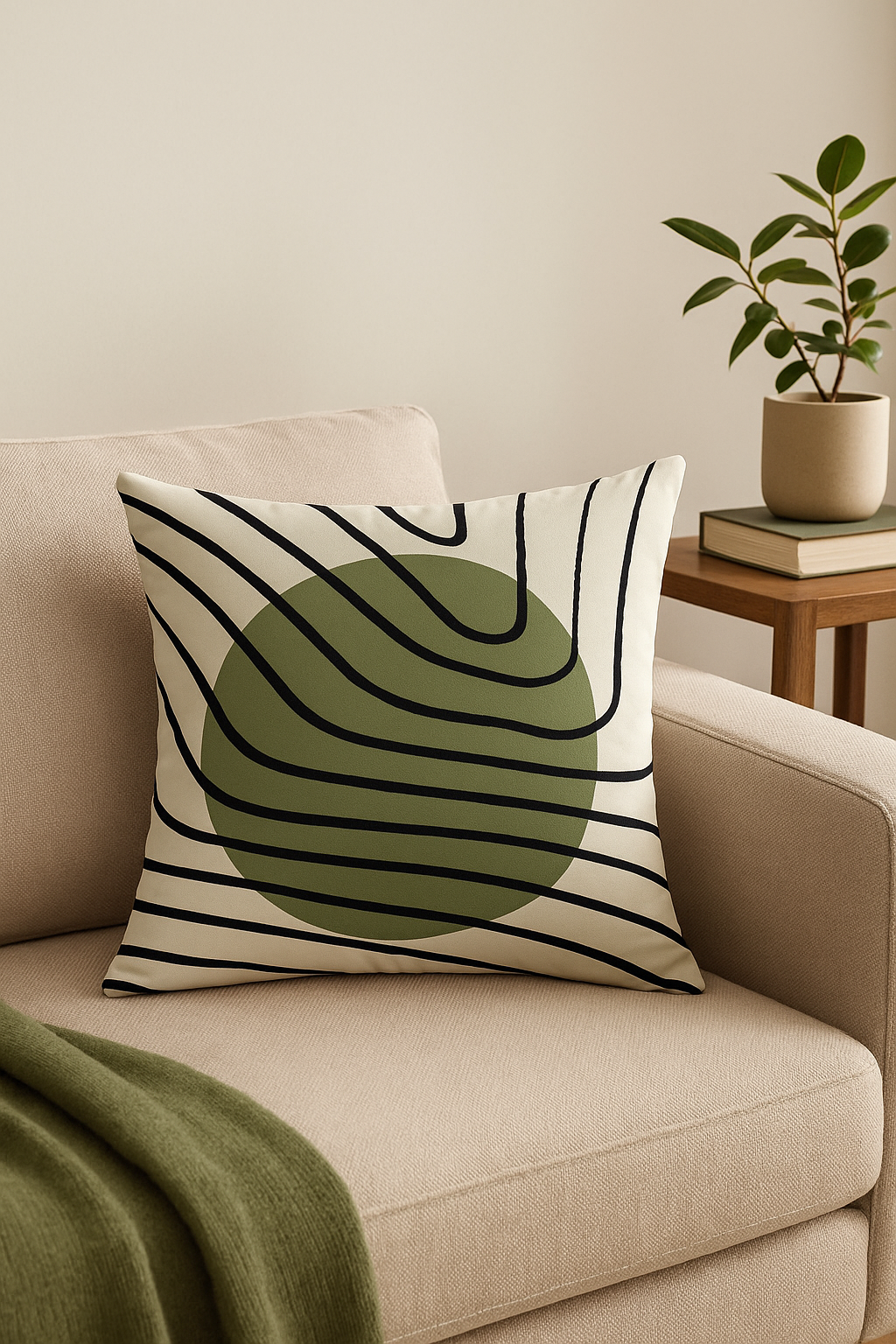Green Plant Pattern Throw Pillow Cover for Reading Nooks - view 2