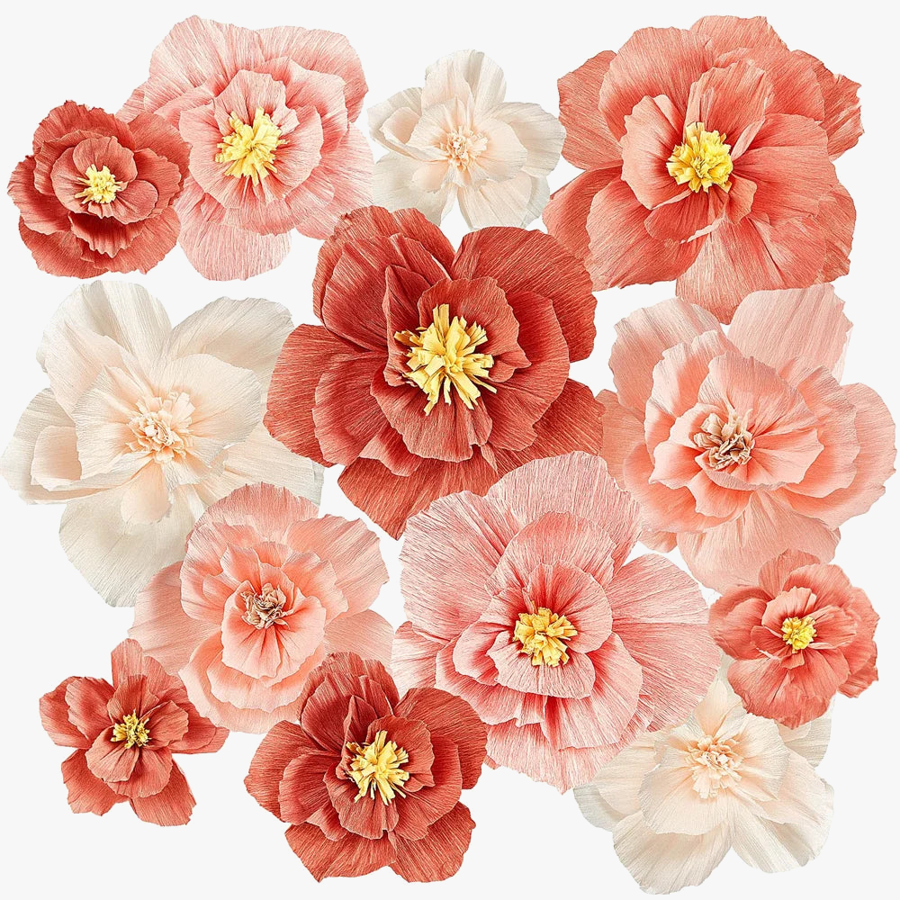 Large flower party decoration in red paper for festive events - view 2