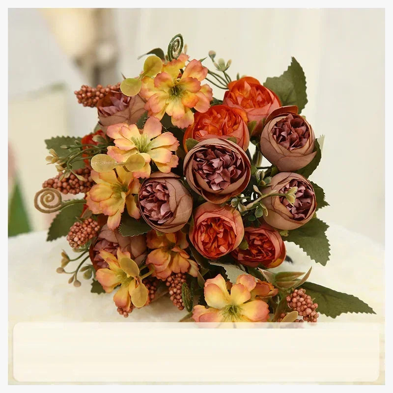 Wedding decoration artificial flowers in silk and green plants - view 4