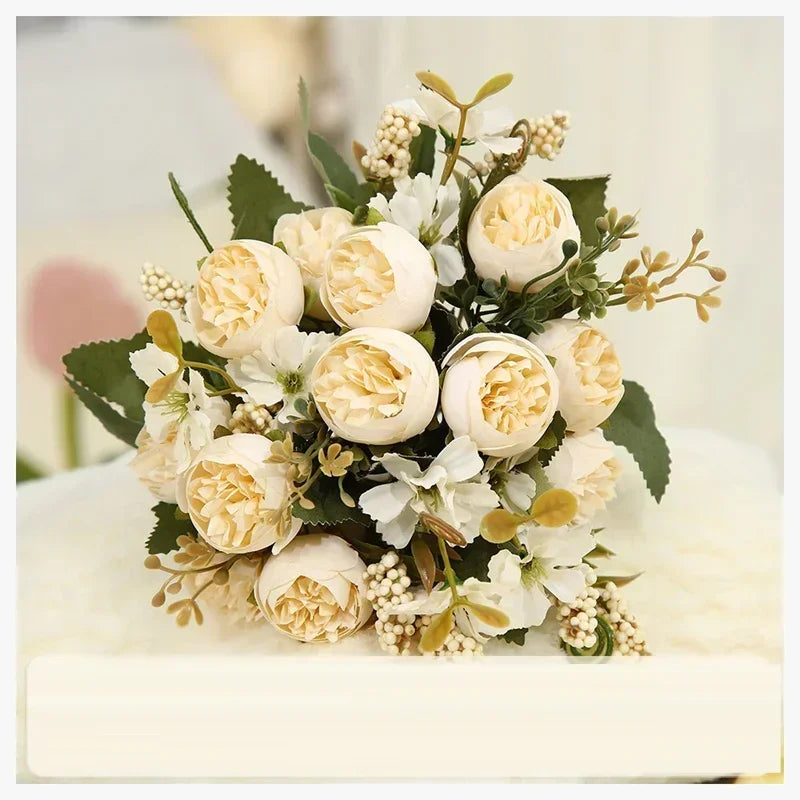 Wedding decoration artificial flowers in silk and green plants - view 5