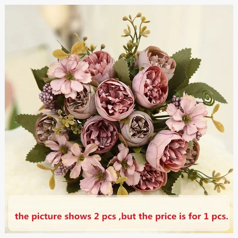 Wedding decoration artificial flowers in silk and green plants - view 7