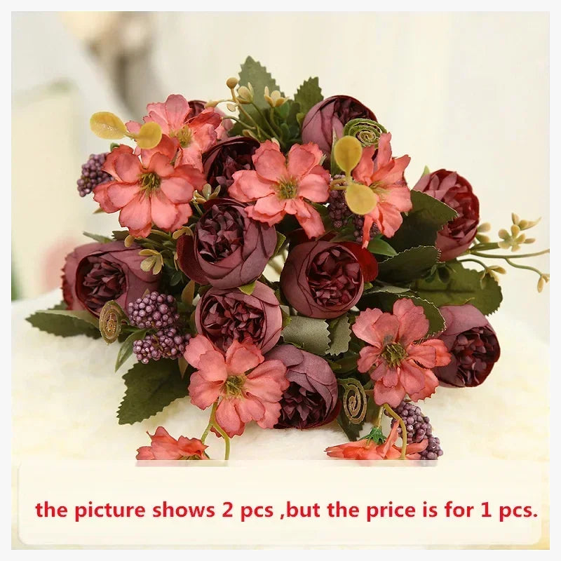 Wedding decoration artificial flowers in silk and green plants - view 8