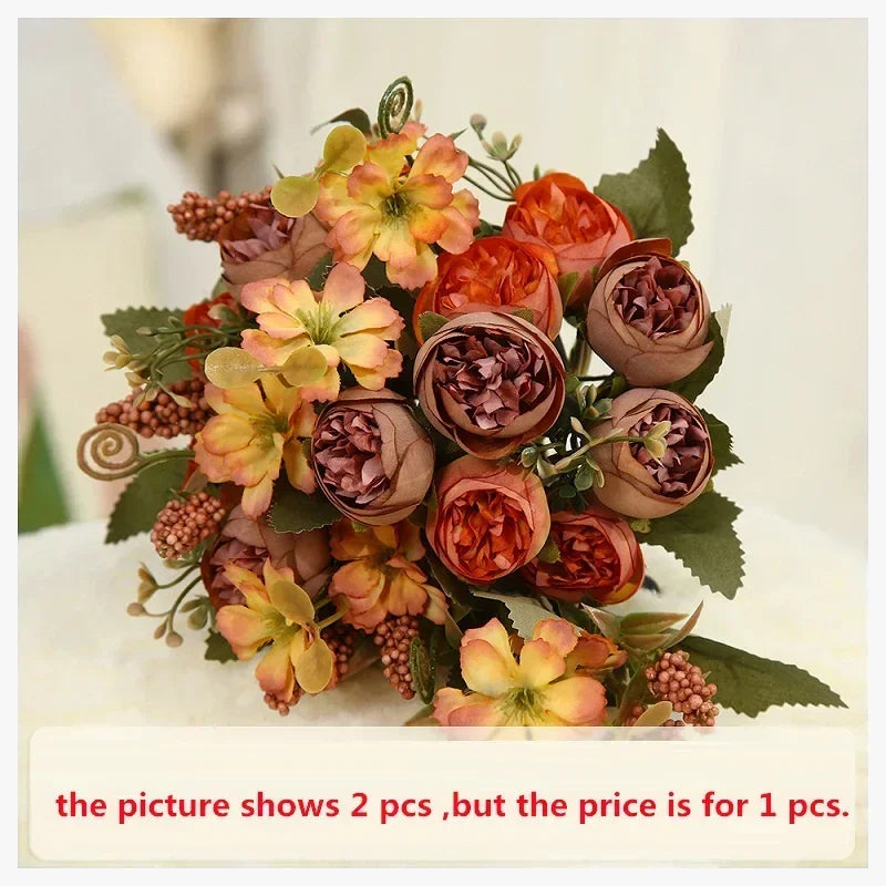 Wedding decoration artificial flowers in silk and green plants - view 9
