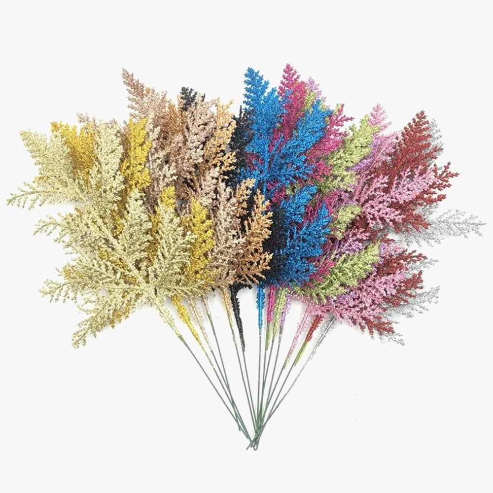 Christmas decoration glitter pine leaves for DIY tree crown