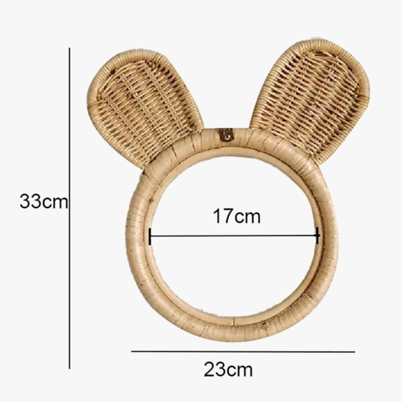 Decoration in rattan artistic mirror rabbit and monkey ears - view 5