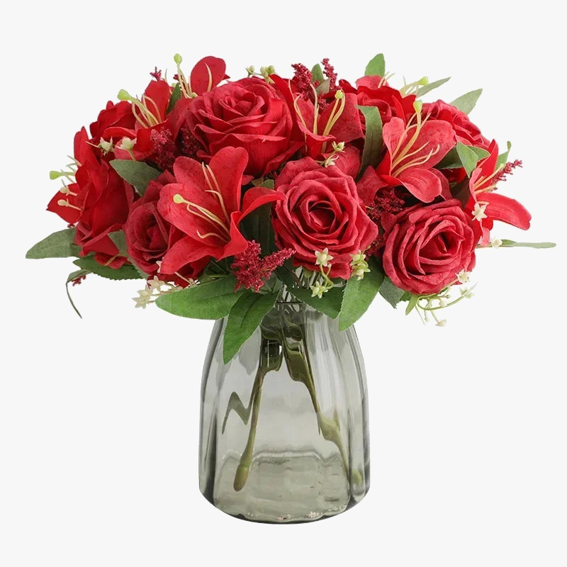 Wedding decoration bouquet lilies and artificial rose wines scented garden flowers - view 4