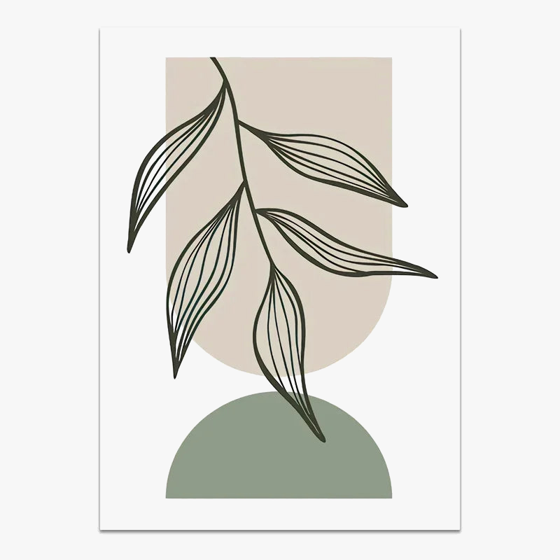 Abstract wall decoration with modern boho geometrical leaves