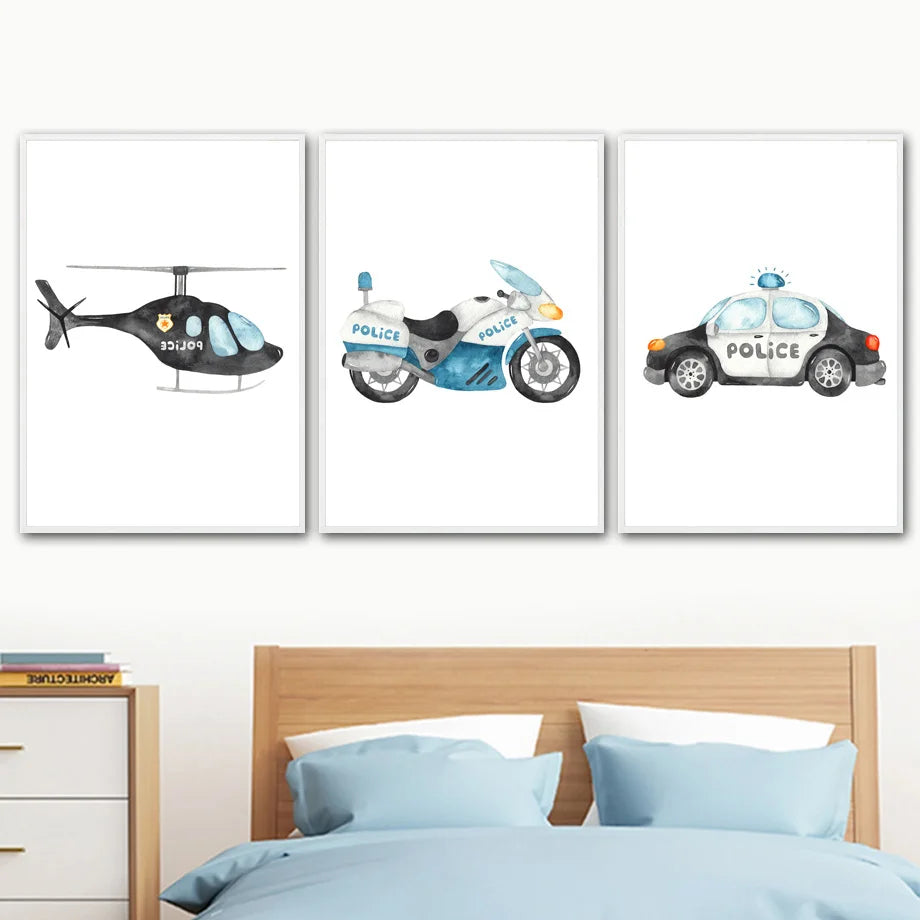 Wall decoration fire truck ambulance and plane for children - view 3