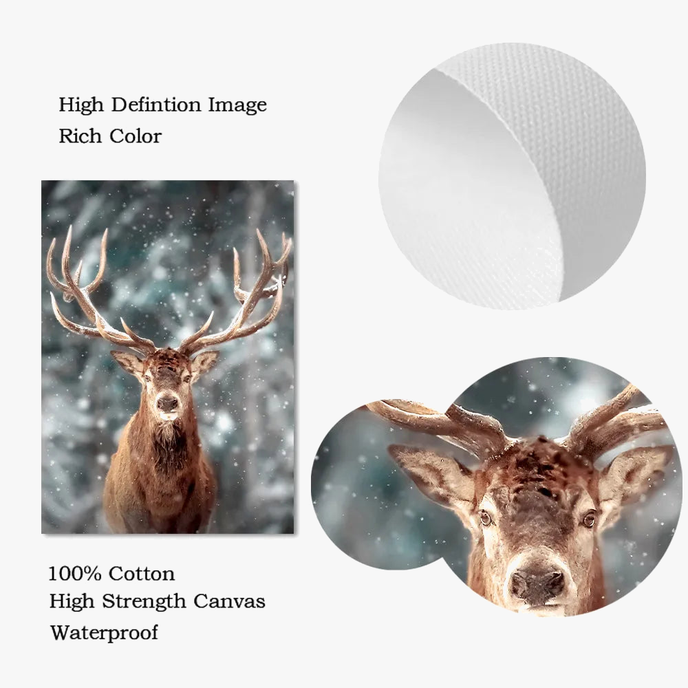 Wall decoration fox owl deer forest winter snow - view 6