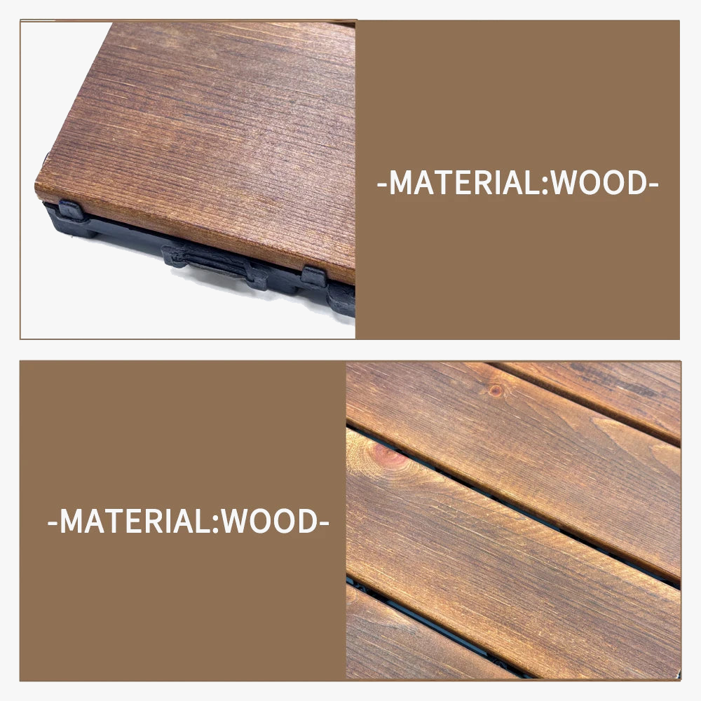 Set of 30 Wood-Look Interlocking Deck Tiles for Terrace - view 3