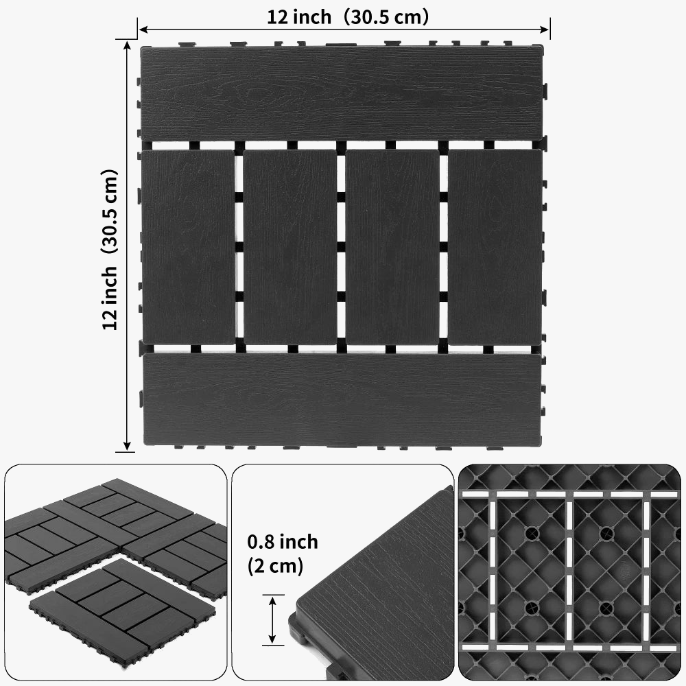 30cm Wood-Look Interlocking Deck Tiles - view 4