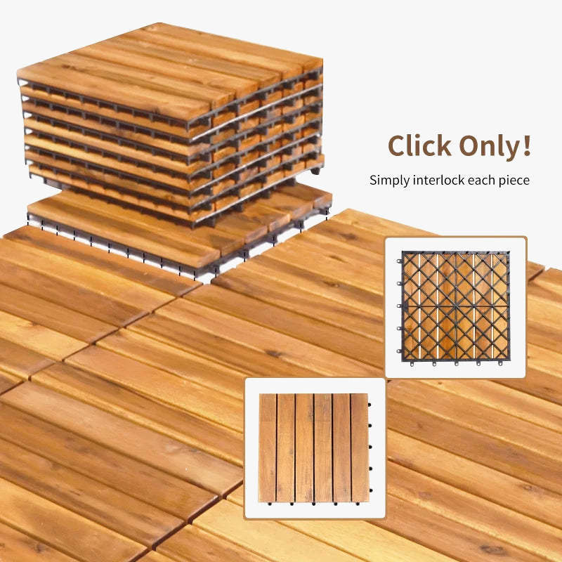Acacia Wood Interlocking Deck Tiles - view 2