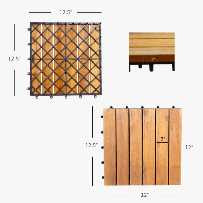 Acacia Wood Interlocking Deck Tiles - view 5