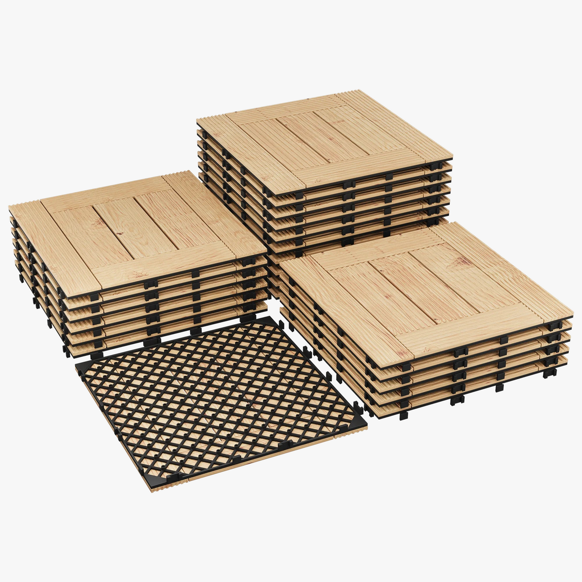 12x12 in. Acacia Wood Interlocking Deck Tiles Slip-Resistant