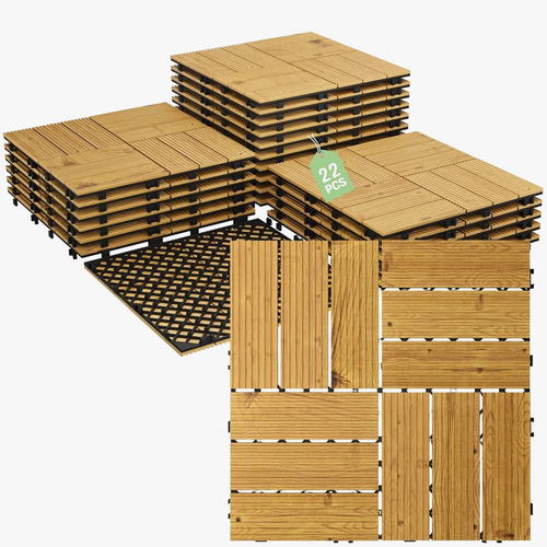 305mm Acacia Wood Interlocking Deck Tiles