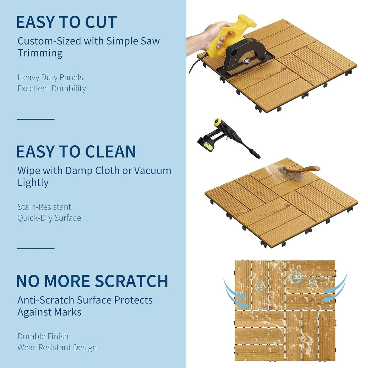 305mm Acacia Wood Interlocking Deck Tiles - view 4