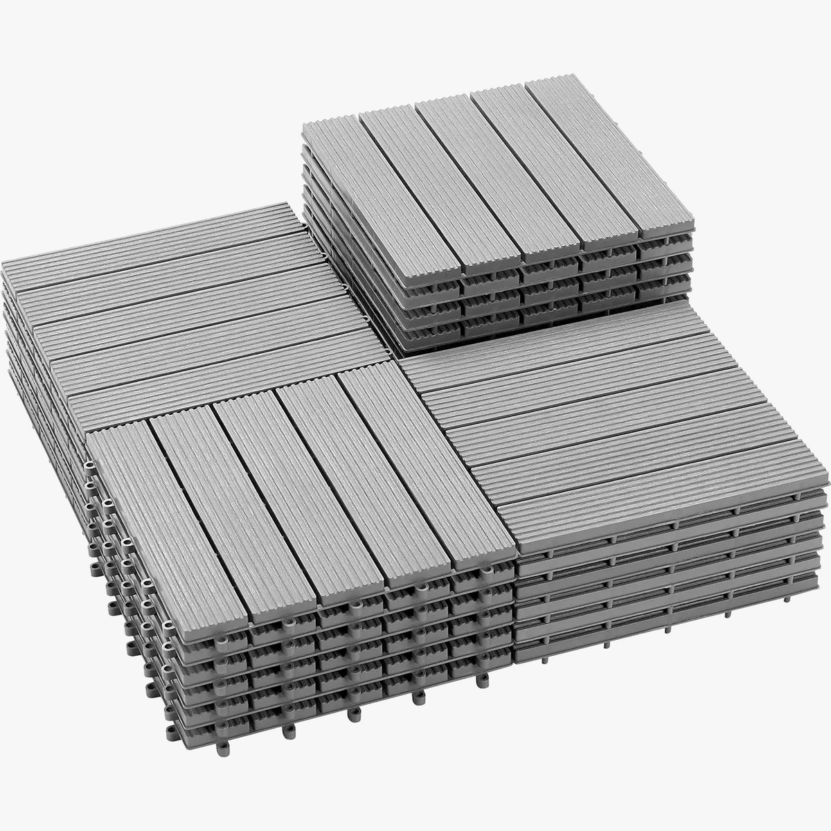 30x30 cm Grey Wood Interlocking Deck Tile Set