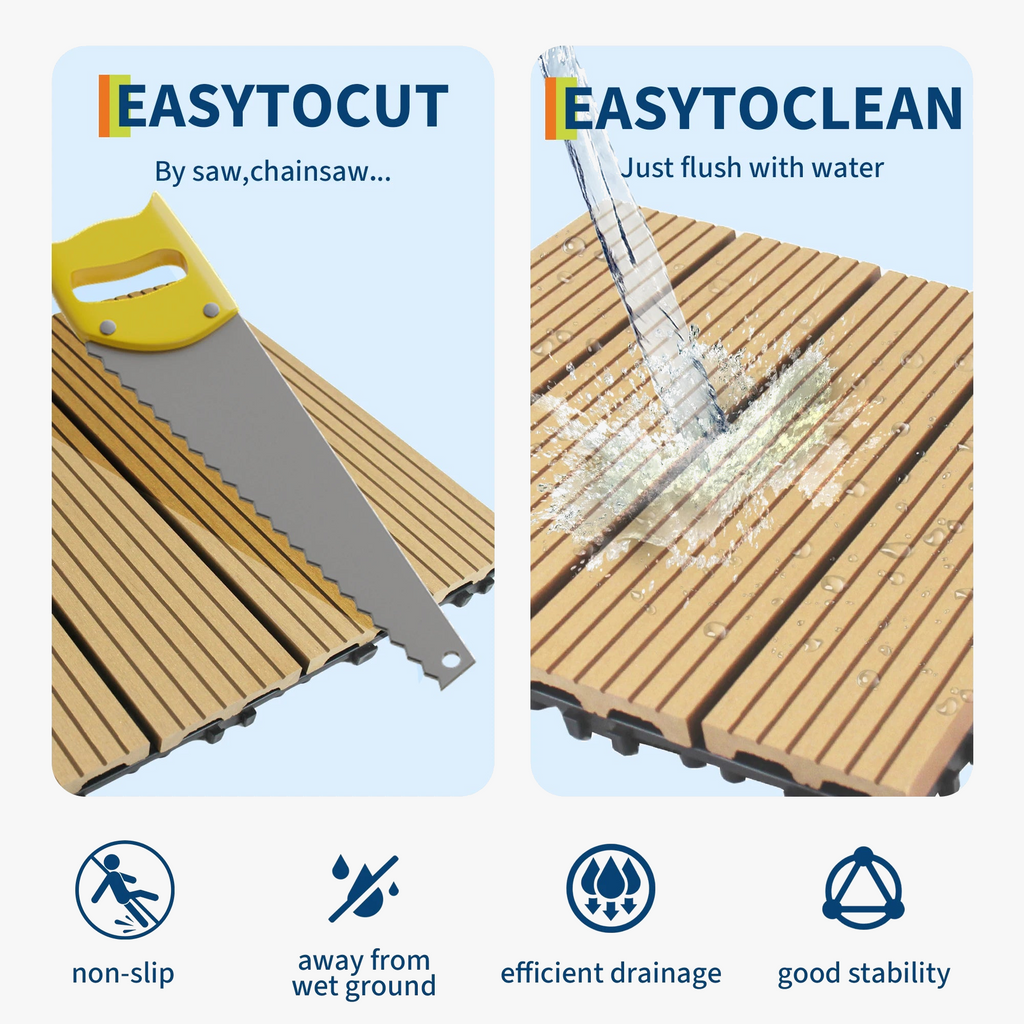 30x30 cm Grey Wood Interlocking Deck Tile Set - view 8