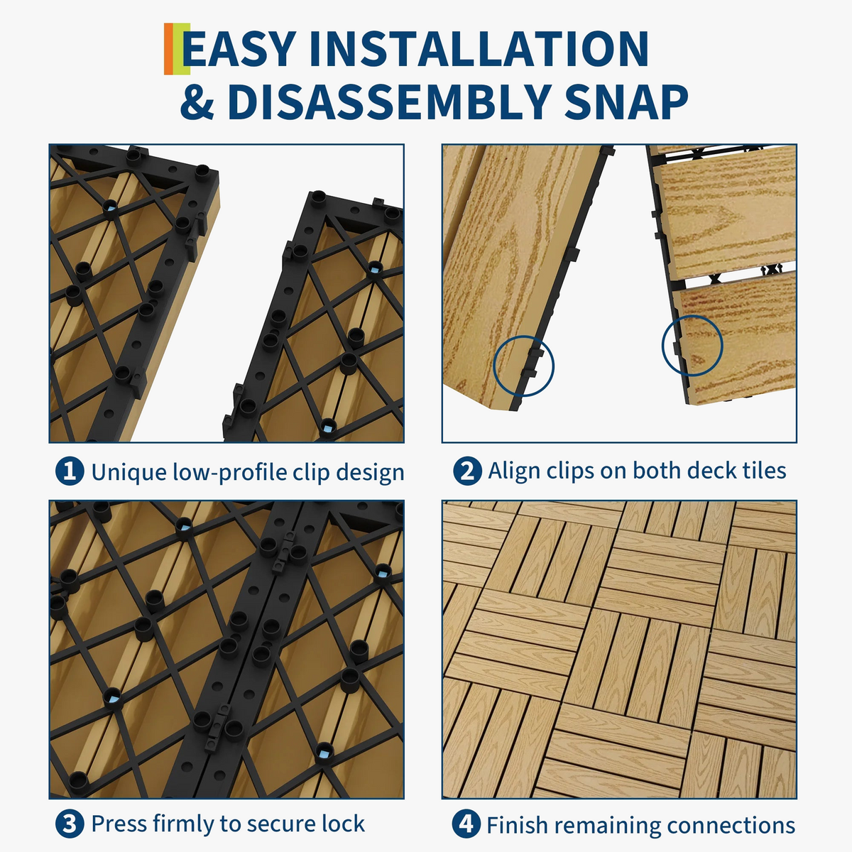 Warm Outdoor Interlocking Deck Tiles 30 X 30 cm - view 4