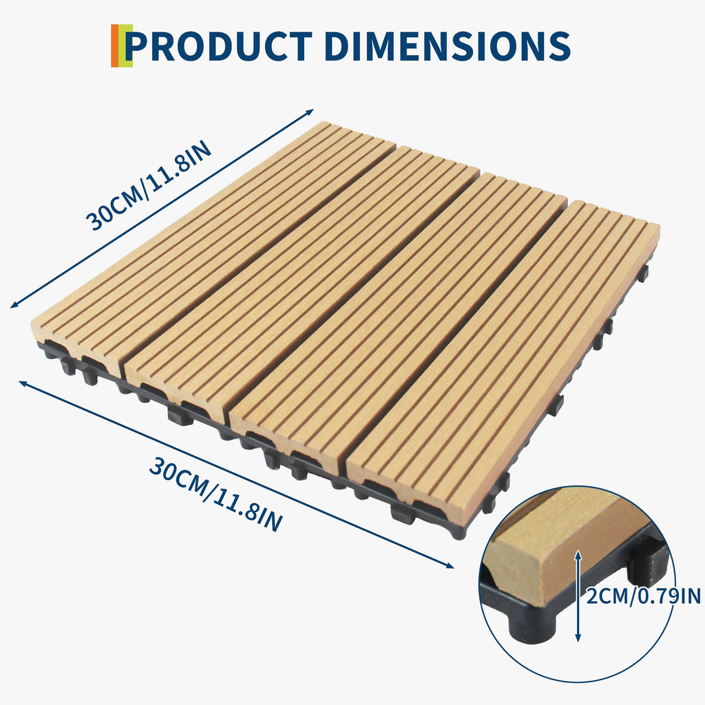 30x30 cm Composite Wood Deck Tiles, Teak Finish - view 3