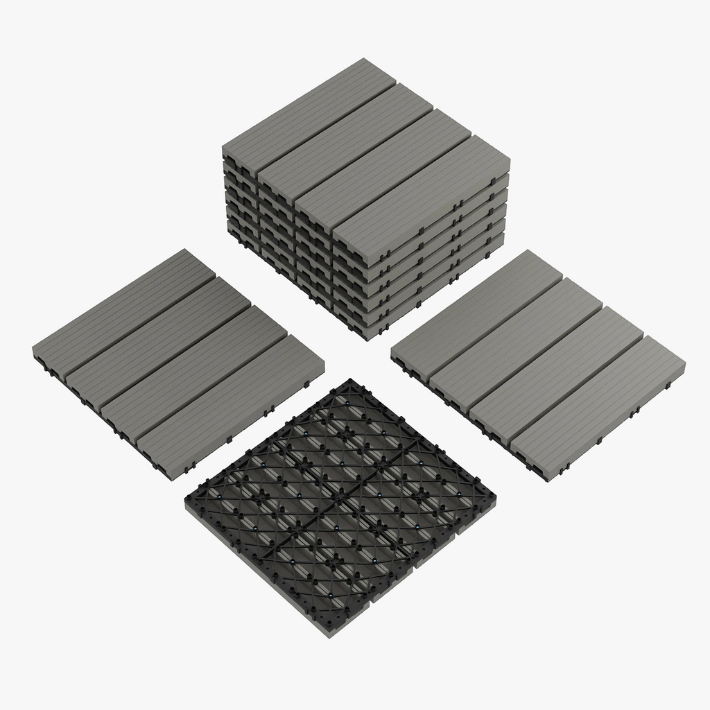 Grey Composite Interlocking Deck Tiles 30x30cm - view 2