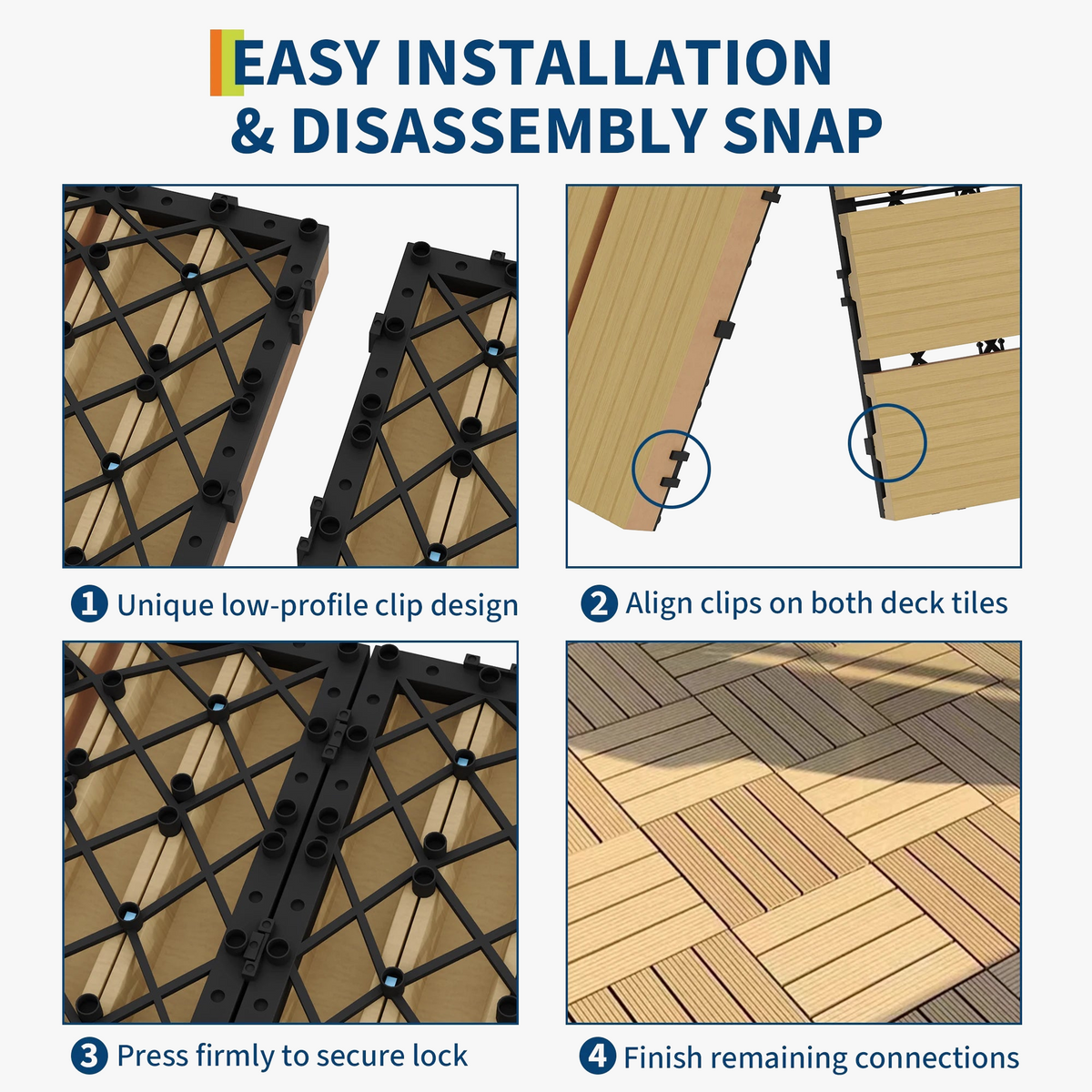 Grey Composite Interlocking Deck Tiles 30x30cm - view 6