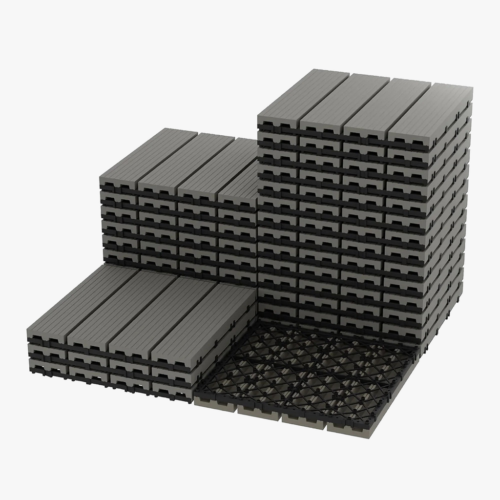 Contemporary Wood Interlocking Deck Tiles 30x30cm - view 2
