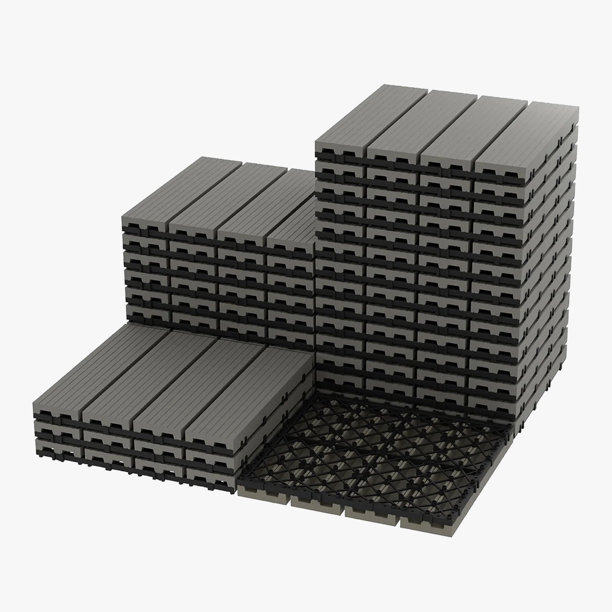 30x30 cm Composite Wood Interlocking Deck Tiles, Grey - view 2