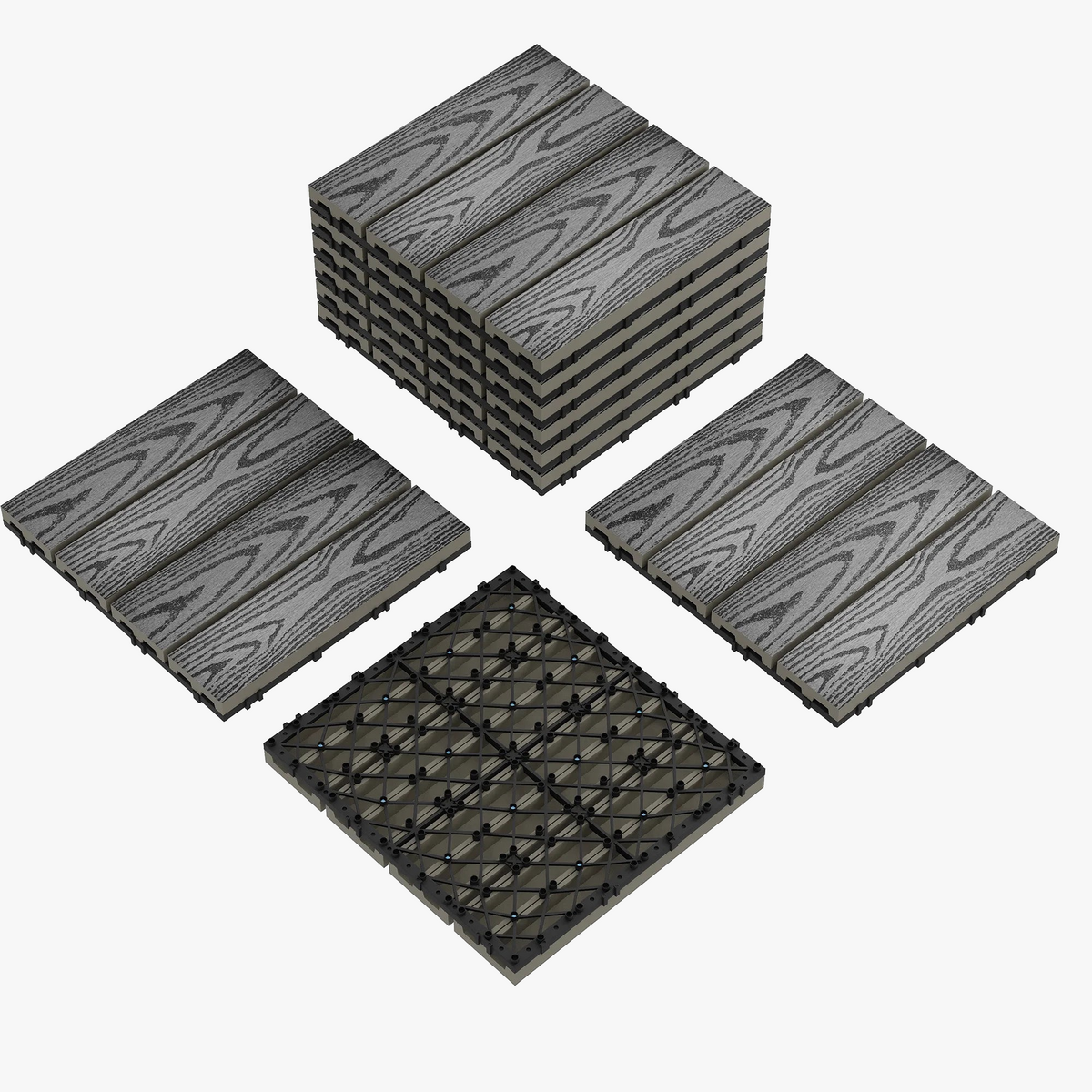 30.5x30.5 cm Composite Plastic Interlocking Deck Tiles