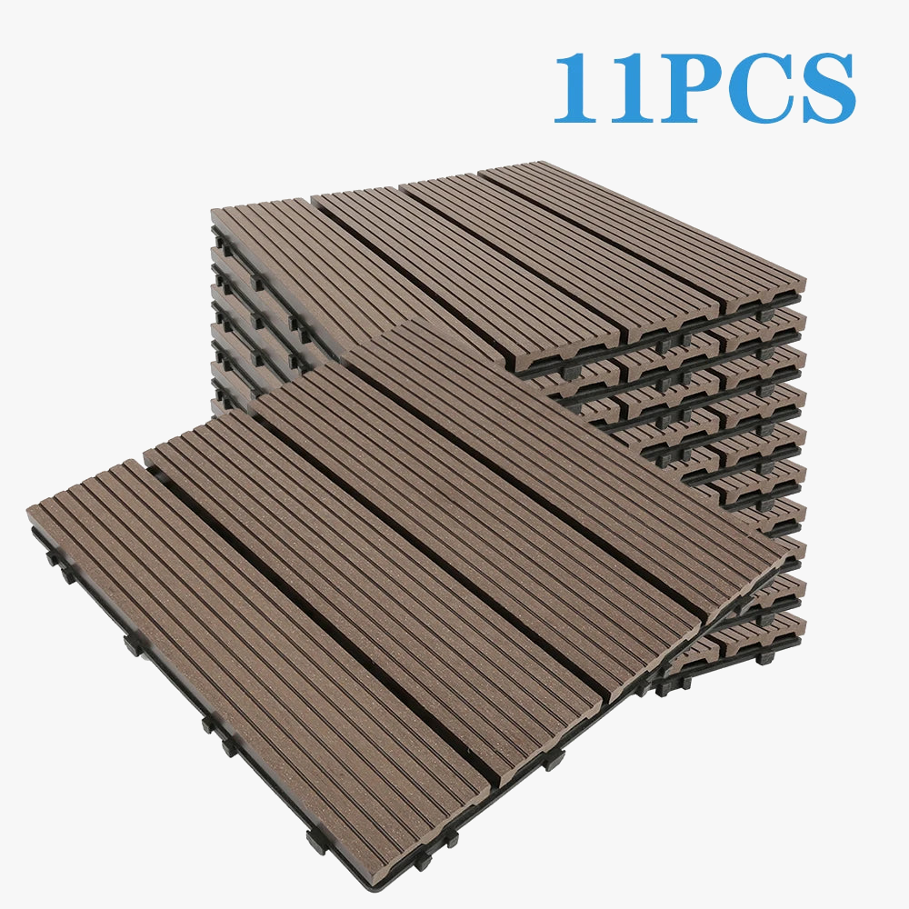 11-Pack 30x30 cm Composite Interlocking Deck Tiles