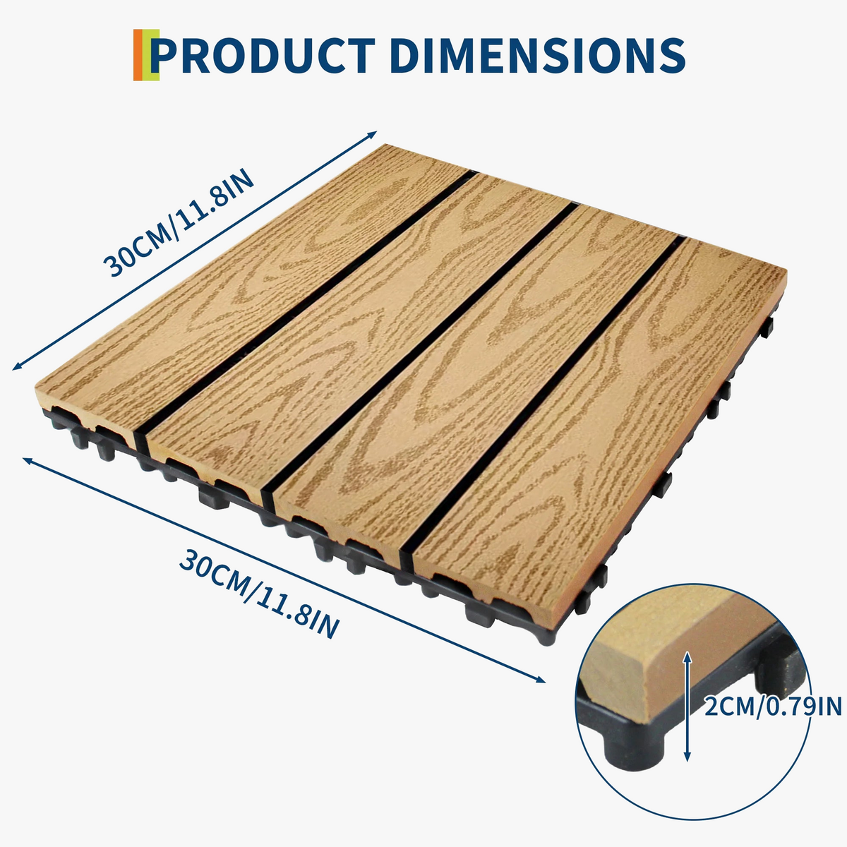 Wood-Look Composite Interlocking Deck Tiles 30x30cm - view 3