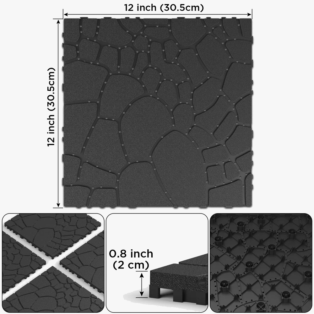 44-Pack 30 cm Stone-Look Interlocking Deck Tiles - view 4