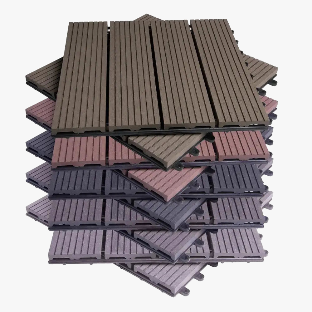 Anthracite WPC Interlocking Deck Tiles 30x30cm - view 3